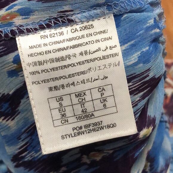 Guess Los Angeles Sheer Intricate Pattern Multicolor Blouse Size Small - Picture 10 of 12